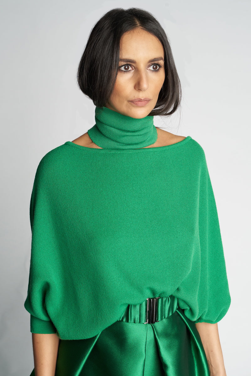 MERINO WOOL KNIT COL XO | GREEN