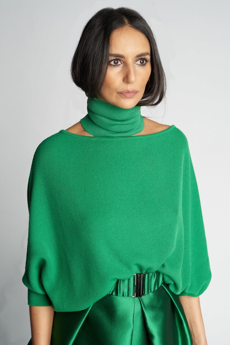 MERINO WOOL KNIT COL | GREEN