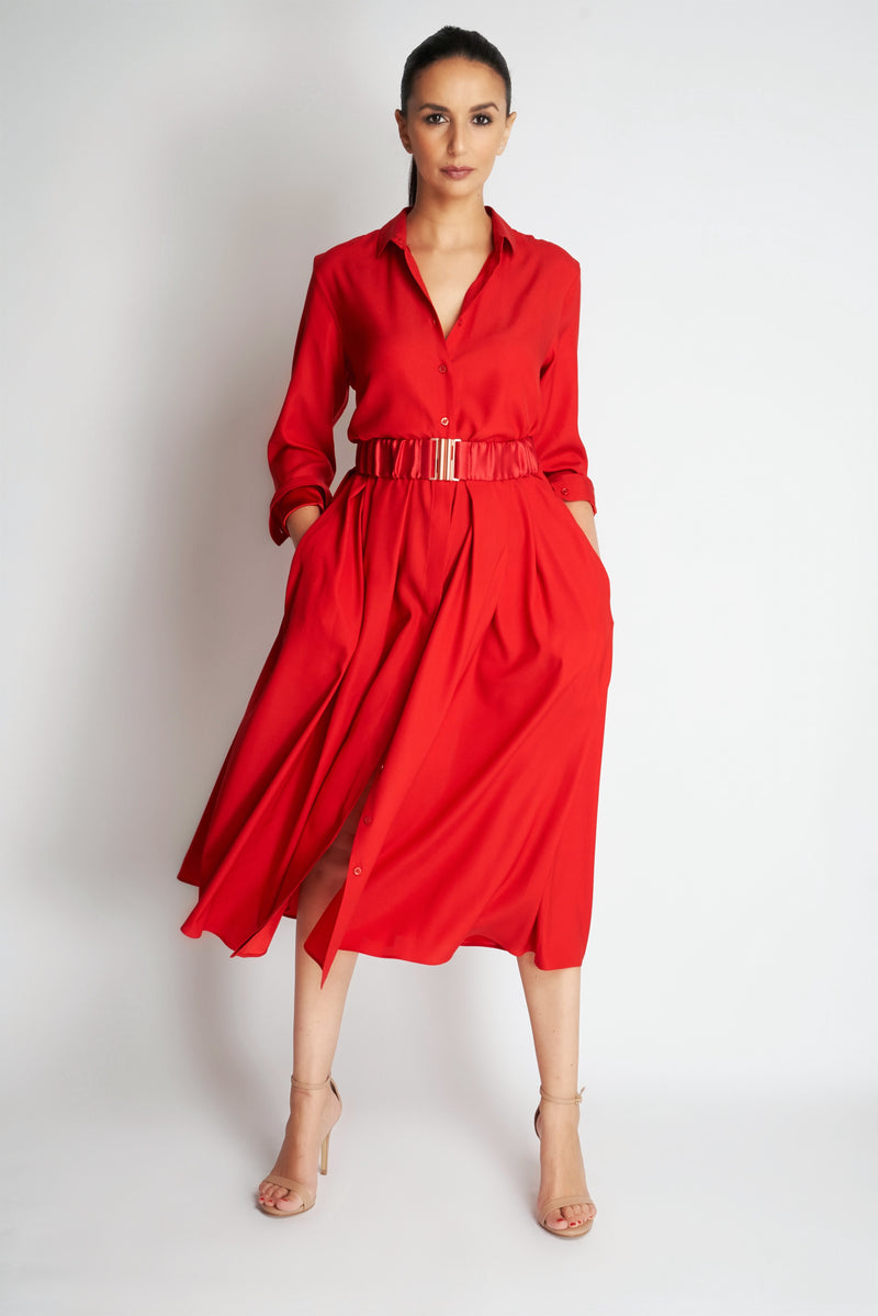 NANA SILK DRESS XO | RED