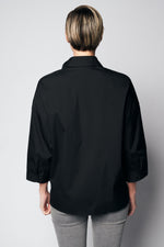 LOU CUFF COTTON SHIRT | BLACK