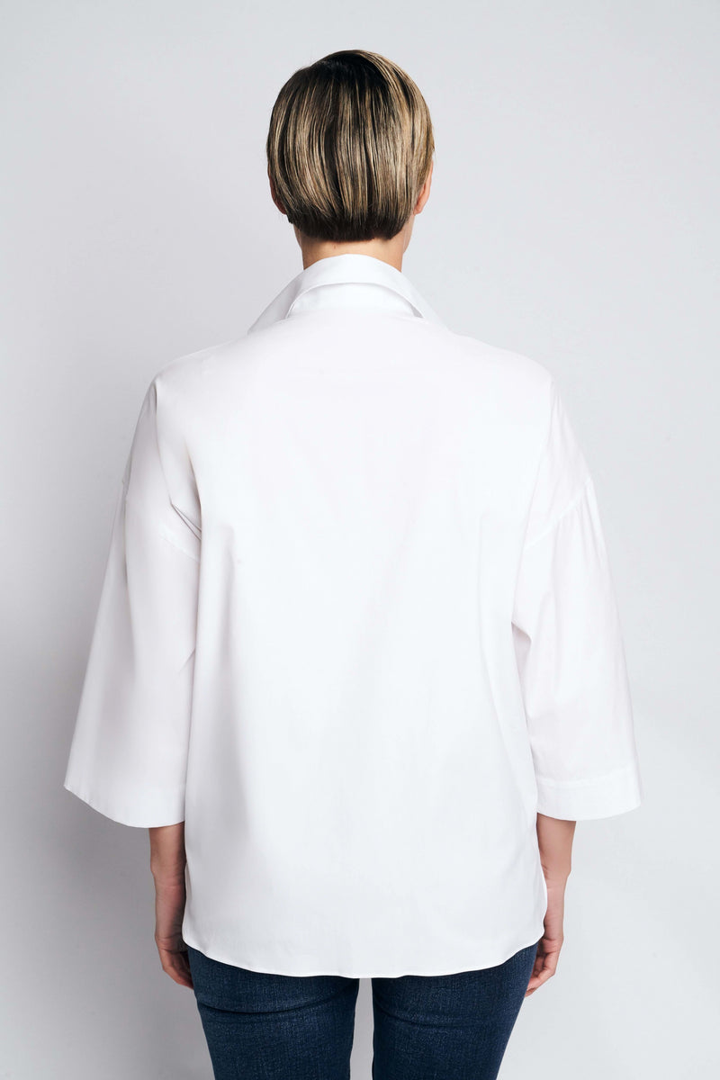 LOU CUFF COTTON SHIRT | WHITE